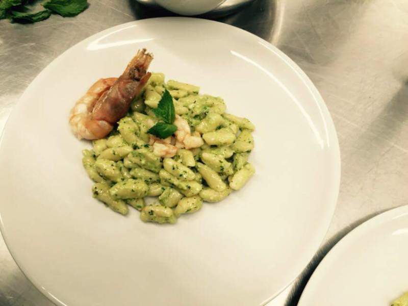 Cavatelli gamberi e pesto di menta @fraduefuochi